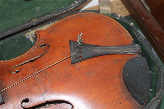 A cased double back violin, John Lamb 1917